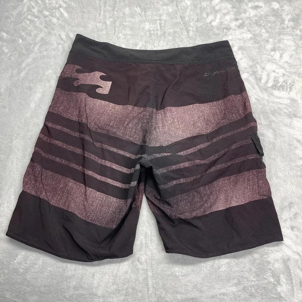 Billabong Board Shorts Mens 32 Platinum X Stretch Maroon Black Swim‎ Trunks Y2K